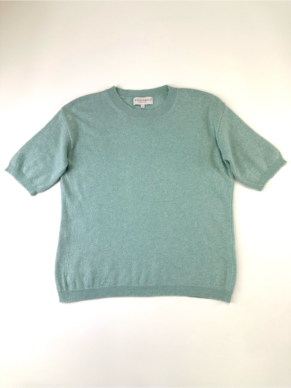 Bianco & Blu Made in Italy Cashmere Wool Silk Knit Top Mint Green L